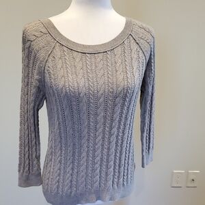 American Eagle Outfitters Cream Crew Neck Sweater with Cable Knit